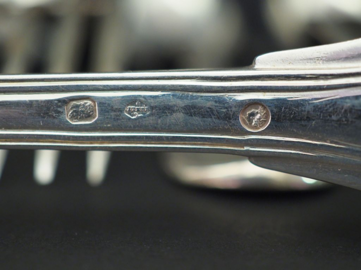 Suite de six grands couverts Restauration en argent, poinçon Vieillard