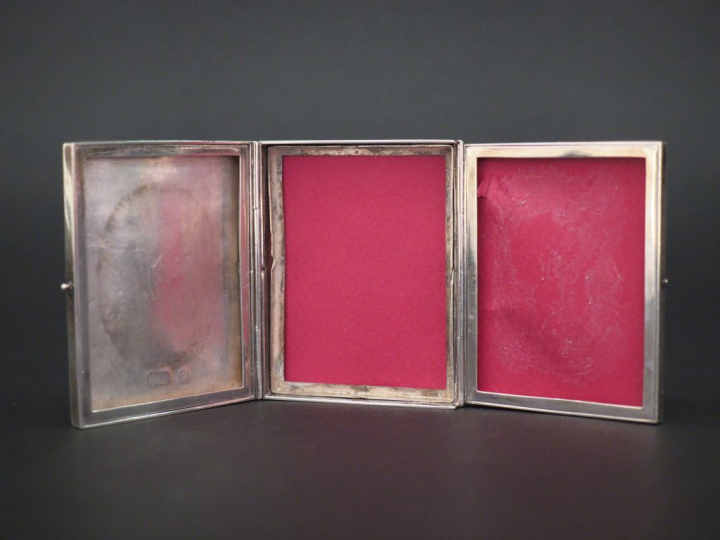 Porte-photo articulé à trois brins en argent anglais, en forme de peti