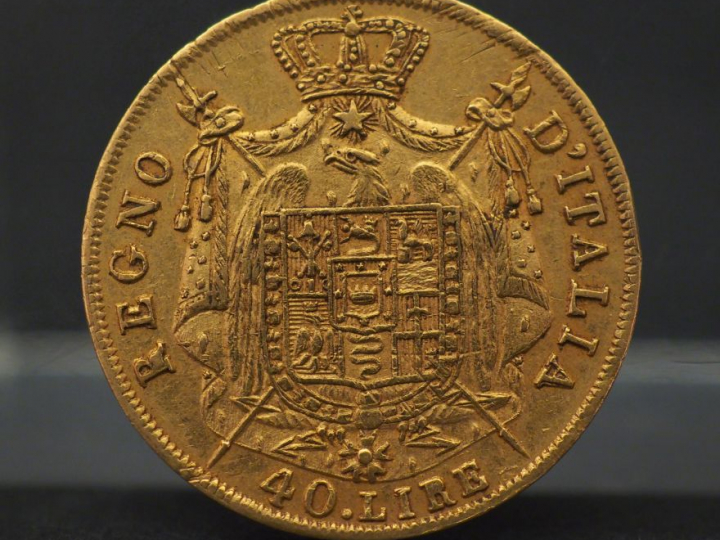 Pièce de 40 Lires or, 1809-M. FRAIS ACHETEURS 5% TTC.