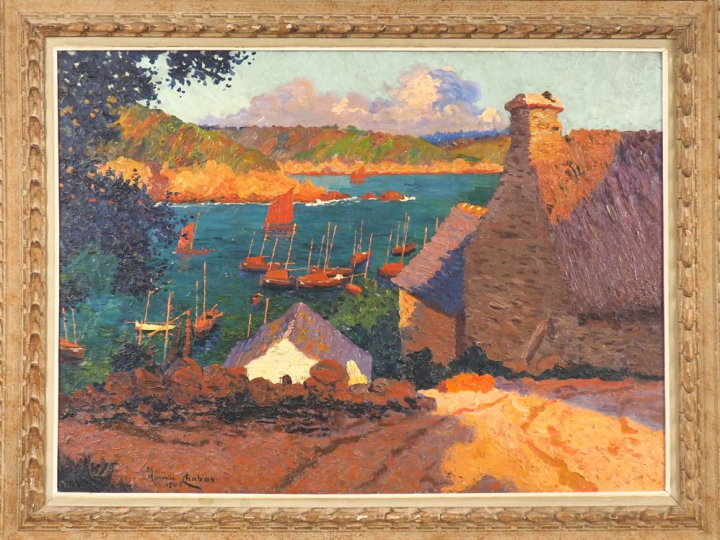 Maurice CHABAS "Ria en Bretagne". Huile sur toile signée en bas à gauc