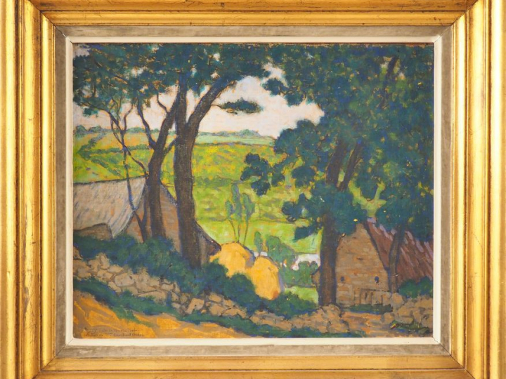 Maurice CHABAS. "Paysage breton". Huile sur isorel mentionnée en bas à
