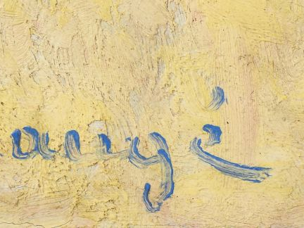 Achille LAUGE. "Chemin bordé de genêts". Huile sur toile, signée en ba