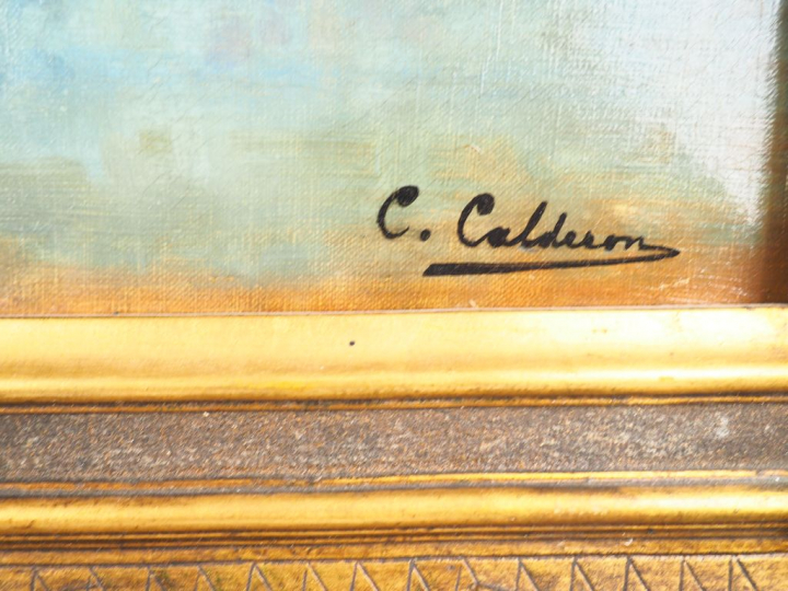 C. CALDERONE. "Venise, le grand canal". Huile sur toile signée en bas 