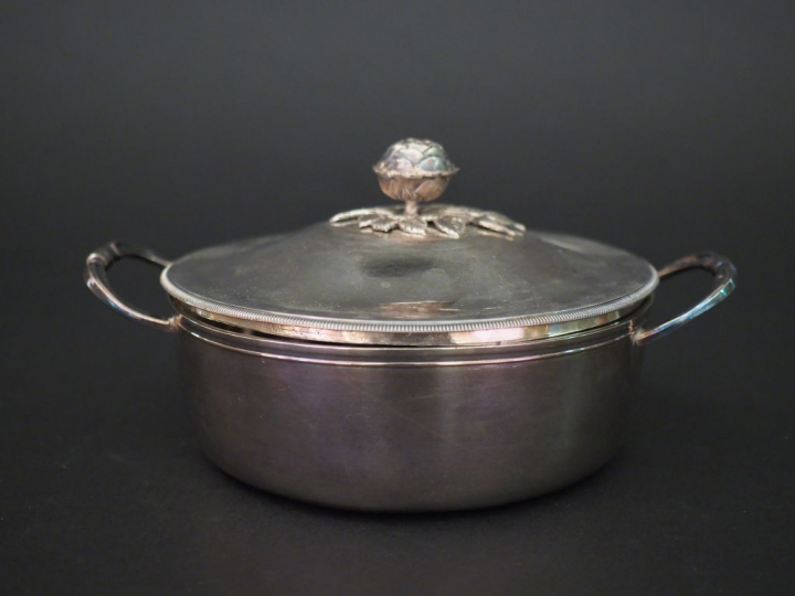 Cassolette à fond plat fin XVIIIème - début XIXème en argent, poinçon 