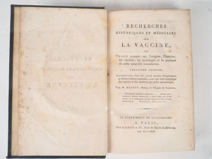 [Médecine] HUSSON. Recherches historiques et médicales sur la vaccine 