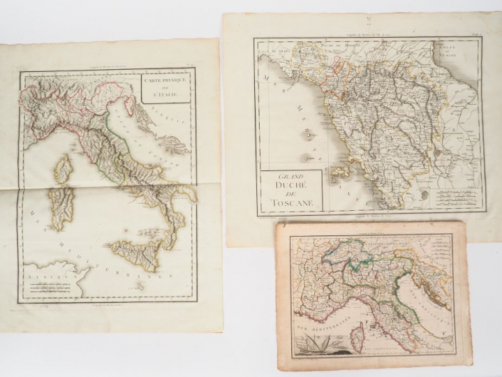 TARDIEU. (P.F). Ensemble de 5 cartes gravées. Carte physique de l'tali