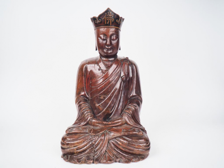 Vietnam, dynastie des Nguyen XIXe siècle  Sculpture en bois laqué brun