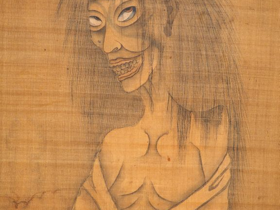 Kakémono japonais "Sorcière". Japon fin XIXème début Xxème