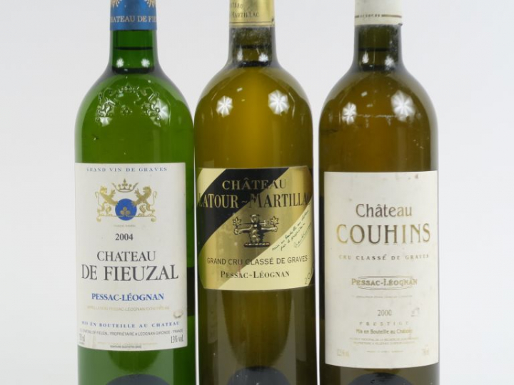 3 BOUTEILLES GRAVES : 1 CHÂTEAU DE FIEUZAL 2004 - 1 CHÂTEAU LATOUR MAR