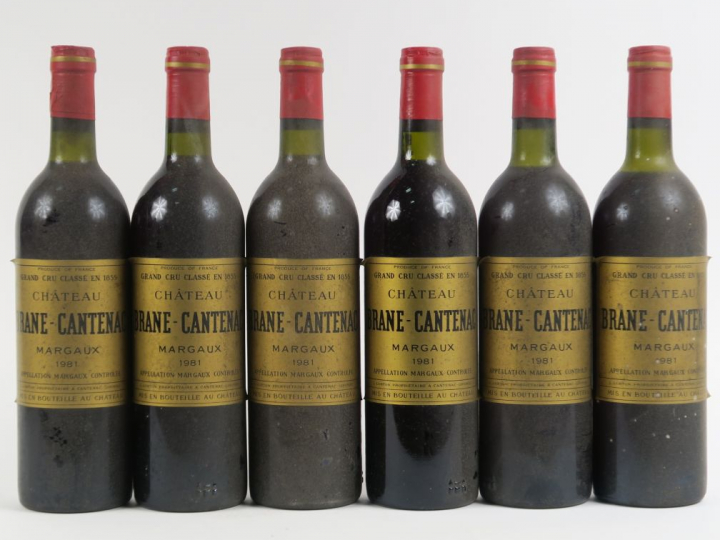 6 BOUTEILLES CHÂTEAU BRANE CANTENAC GCC MARGAUX - 1981 - 4 BG/1 LB/1 L