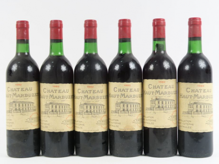 6 BOUTEILLES CHÂTEAU HAUT MARBUZET ST ESTEPHE - 1982 - BG