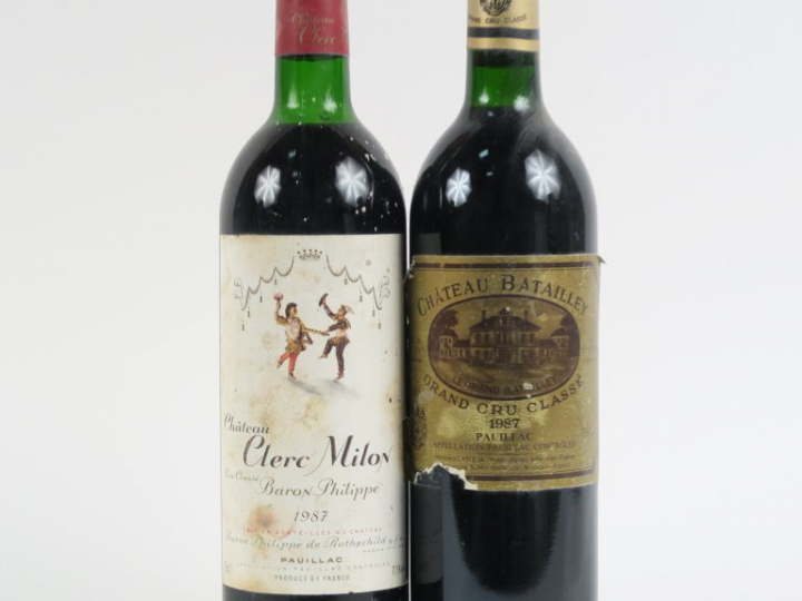2 BOUTEILLES GCC PAUILLAC 1987 : 1 CHÂTEAU CLERC MILON LB - 1 CHÂTEAU 