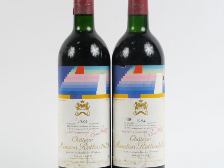 2 BOUTEILLES CHÂTEAU MOUTON ROTHSCHILD 1er GCC PAUILLAC - 1984 - 1 BG/