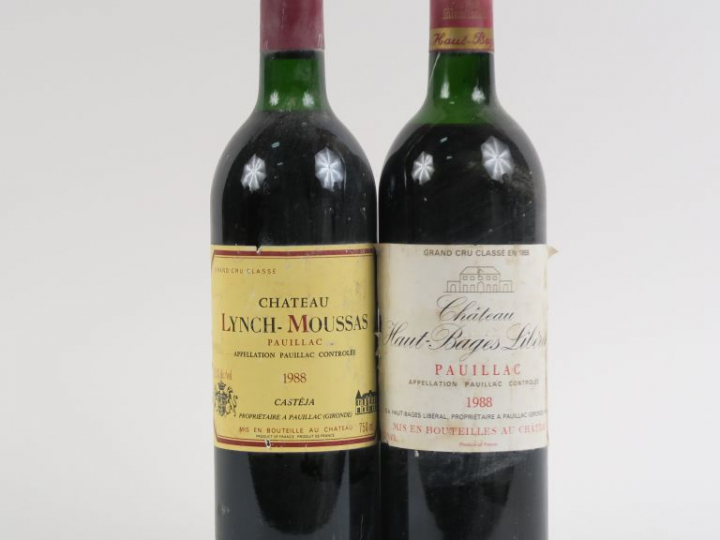 2 BOUTEILLES GCC PAUILLAC 1988 : 1 CHÂTEAU LYNCH MOUSSAS BG - 1 CHÂTEA