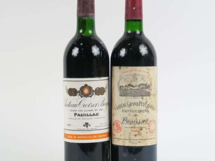 2 BOUTEILLES GCC PAUILLAC 1989 : 1 CHÂTEAU CROIZET BAGES LB - 1 CHÂTEA