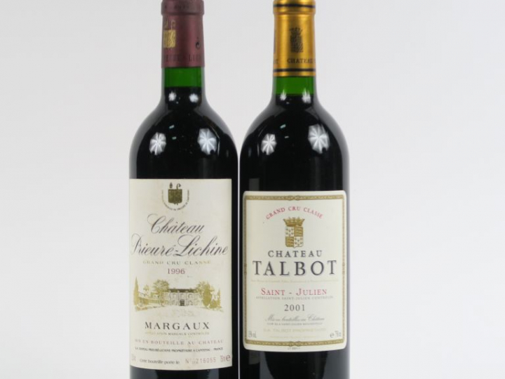 2 BOUTEILLES : 1 CHÂTEAU TALBOT GCC ST SULIEN 2001 - 1 CHÂTEAU PRIEURÉ