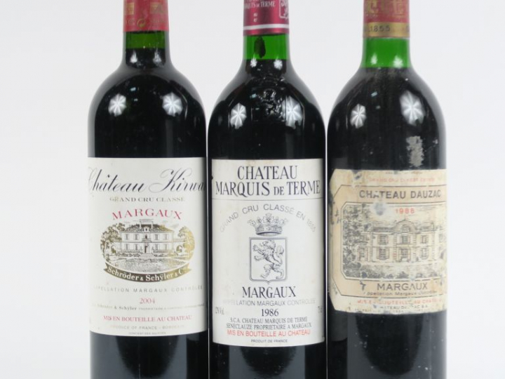 3 BOUTEILLES GCC MARGAUX : 1 CHÂTEAU KIRWAN 2004 - 1 CHÂTEAU MARQUIS D