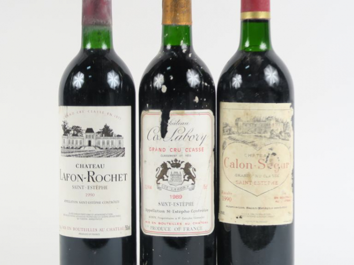 3 BOUTEILLES GCC ST ESTEPHE : 1 CHÂTEAU LAFON ROCHET 1990 BG - 1 CHÂTE