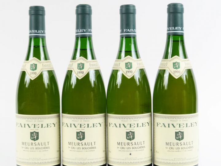 4 BOUTEILLES MEURSAULT 1er 'LES BOUCHÈRES' FAIVELEY - 1990