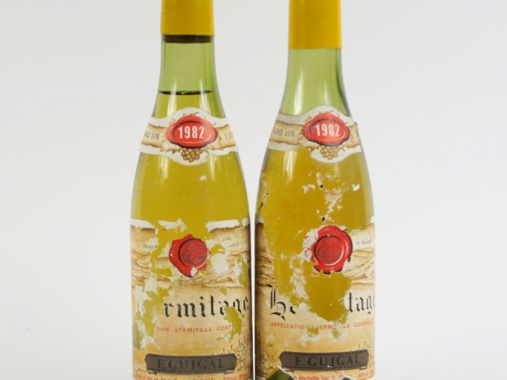 2 BOUTEILLES (37,5 CL) HERMITAGE BLANC E. GUIGAL - 1982