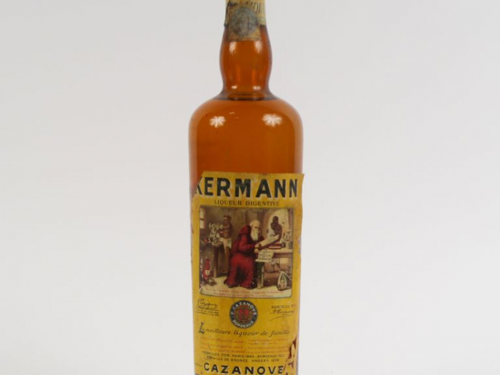 1 VIEILLE BOUTEILLE LIQUEUR KERMANN JAUNE CAZANOVE - ELA