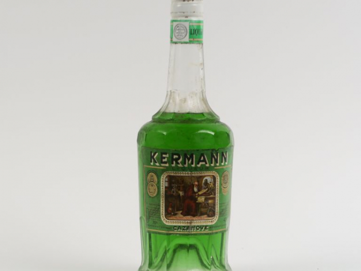 1 VIEILLE BOUTEILLE LIQUEUR KERMANN VERTE CAZANOVE 43°