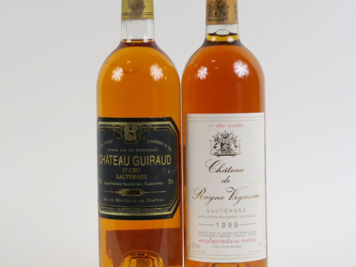 2 BOUTEILLES 1er CC SAUTERNES 1999 : 1 CHÂTEAU RAYNE VIGNEAU - 1 CHÂTE