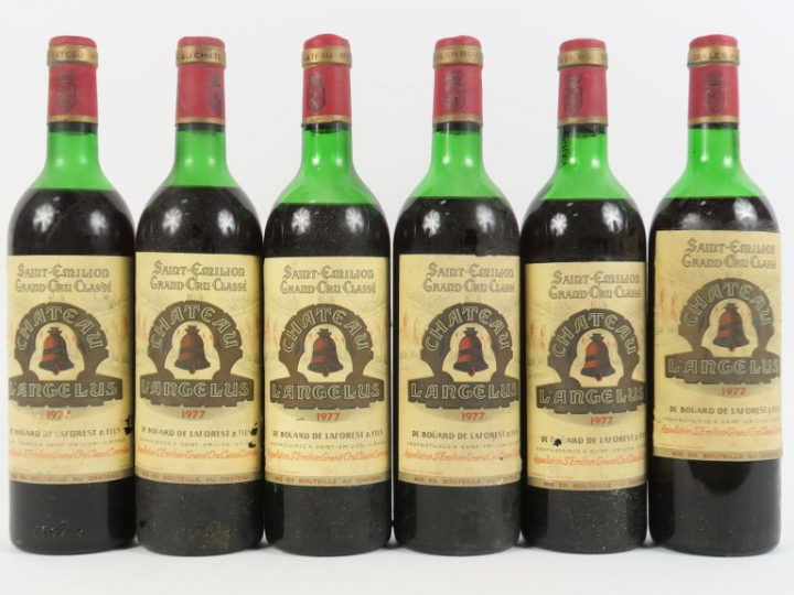 6 BOUTEILLES CHÂTEAU L'ANGELUS GCC ST EMILION - 1977 - 2 MEP/4 MEP-BEP