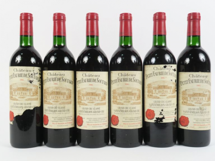 6 BOUTEILLES CHÂTEAU PETIT FAURIE DE SOUTARD GCC ST EMILION - 1985 - B