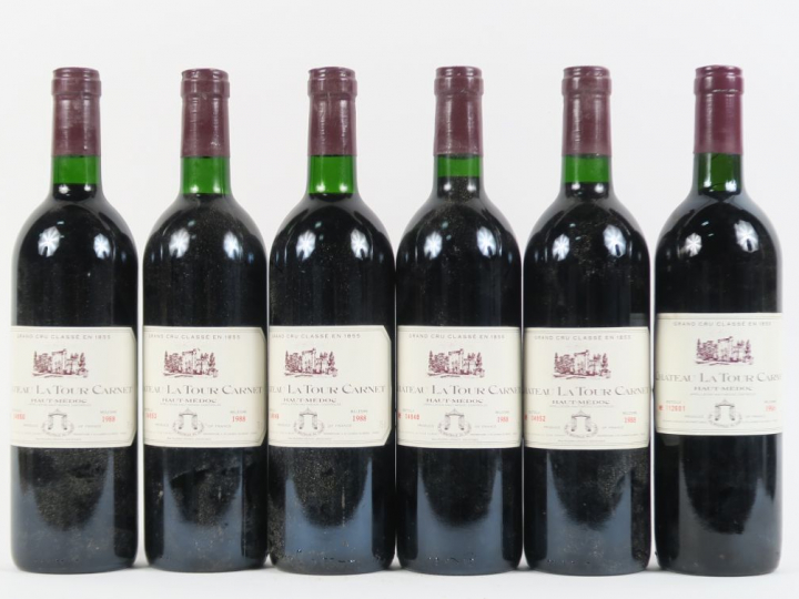 6 BOUTEILLES CHÂTEAU LA TOUR CARNET GCC HAUT MEDOC - 5 de 1988 - 1 de 