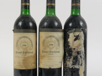 Vente aux enchères 3 BOUTEILLES CHÂTEAU CHAMBERT MARBUZET ST ESTEPHE - 1990 - LB/1 ETA