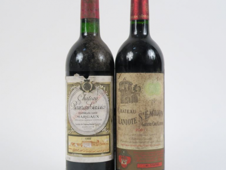 2 BOUTEILLES : 1 CHÂTEAU RAUZAN GASSIES GCC MARGAUX 1988 BG/ETLA - 1 C