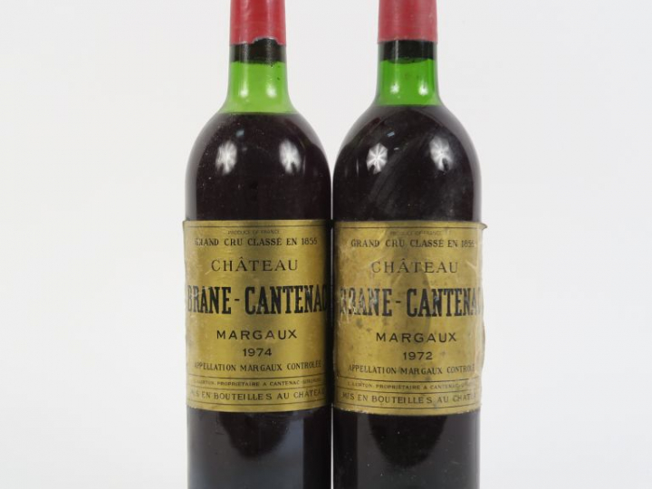 2 BOUTEILLES CHÂTEAU BRANE CANTENAC GCC MARGAUX : 1 de 1972 LB - 1 de 