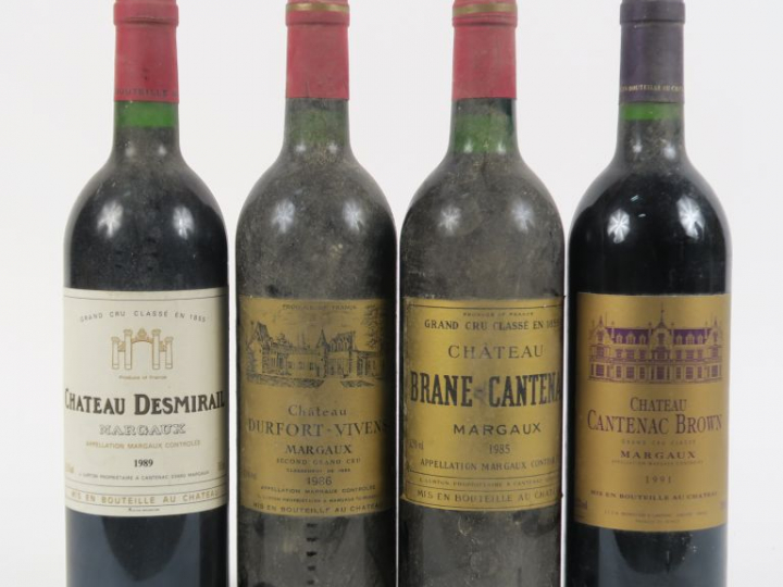 4 BOUTEILLES MARGAUX : 1 CHÂTEAU BRANE CANTENAC GCC 1985 - 1 CHÂTEAU C
