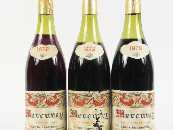 3 BOUTEILLES MERCUREY CLAUDE BROCARD FERRÉ - 1979 - 4 CM/5 CM/5,5 CM/1
