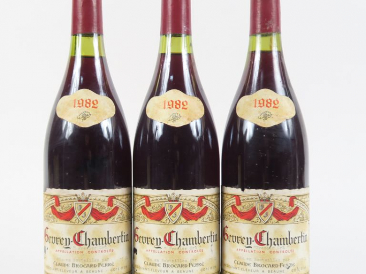 3 BOUTEILLES GEVREY CHAMBERTIN 1er CRU CLAUDE BROCARD FERRÉ - 1982
