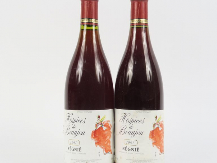 2 BOUTEILLES HOSPICES DE BEAUJEU RÉGNIÉ - 1991