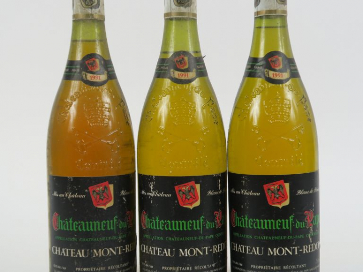 3 BOUTEILLES CHATEAUNEUF DU PAPE BLANC CHÂTEAU MONT REDON 1991 - 1 à 4