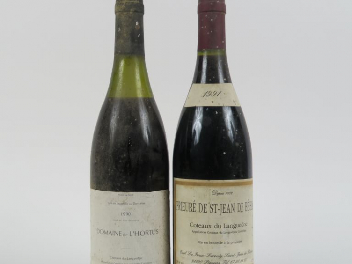 2 BOUTEILLES COTEAUX DU LANGUEDOC : 1 PRIEURÉ ST JEAN DE BÉBIAN 1991 -
