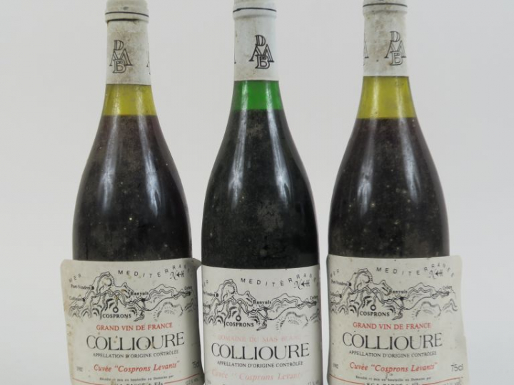 3 BOUTEILLES COLLIOURE 'CUVÉE COSPRONS LEVANTS' PARCÉ : 2 de 1982 - 1 