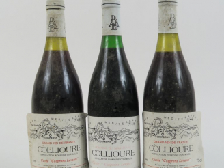 Vente aux enchères 3 BOUTEILLES COLLIOURE 'CUVÉE COSPRONS LEVANTS' PARCÉ : 2 de 1982 - 1 