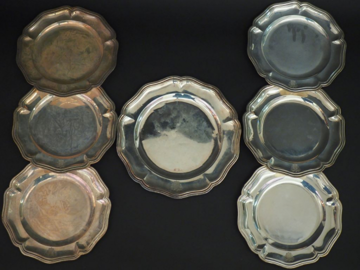 Service à dessert de style Louis XV en argent, poinçon Minerve, modèle