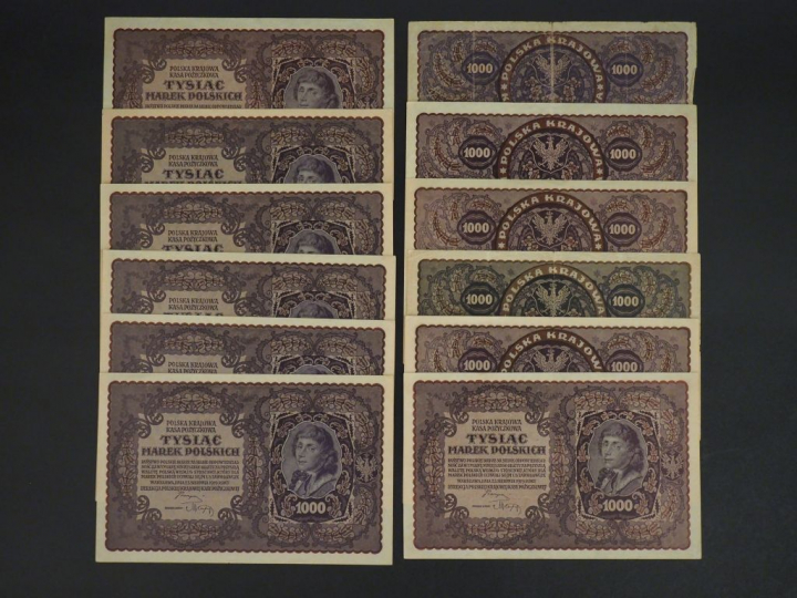 Ensemble de 95 billets de 1000 Marek, 1919.