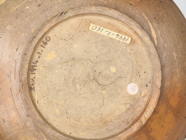 Charles GREBER. Deux coupes de style Art Déco en grès polychrome.  Sig