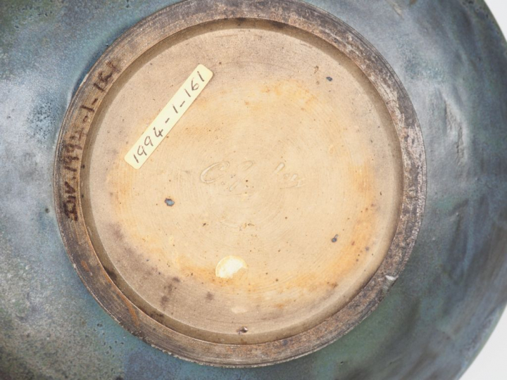 Charles GREBER. Deux coupes de style Art Déco en grès polychrome.  Sig