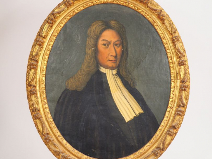 Ecole française XIXème. "Portrait d'homme d'église". Huile sur toile, 