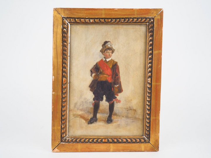 Eugène ISABEY (Paris 1803 - Montévrain 1886) "Page au Cordon rose" Pan