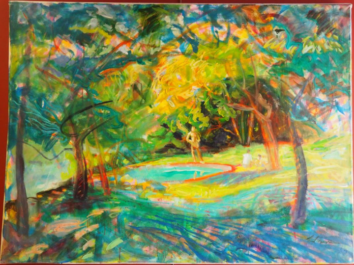 François LAMORE. "l'Age d'or" Grande huile sur toile, signée en bas à 
