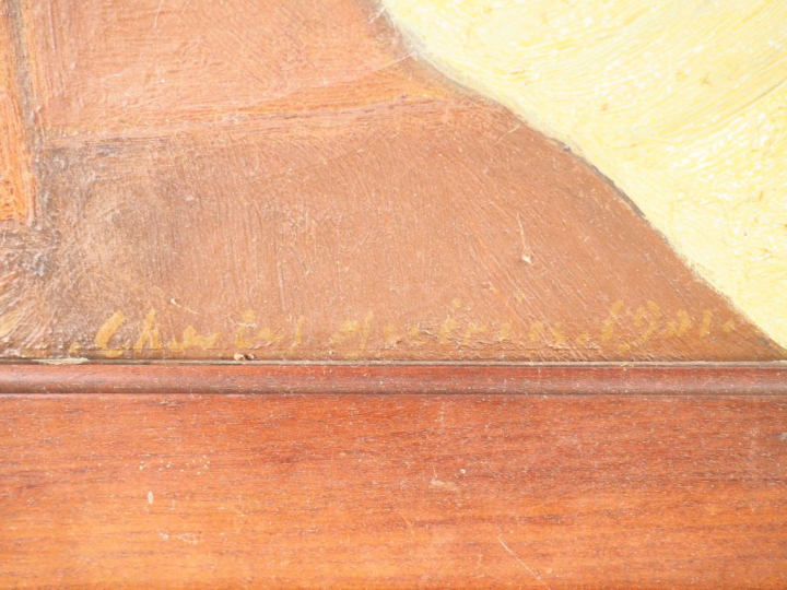 Ecole française fin XIXème début XXème. "Nature morte aux oranges". Hu