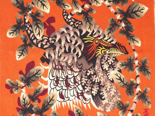 Jean LURCAT. "Tête du coq blanc". Tapisserie monogrammée, signée et ti